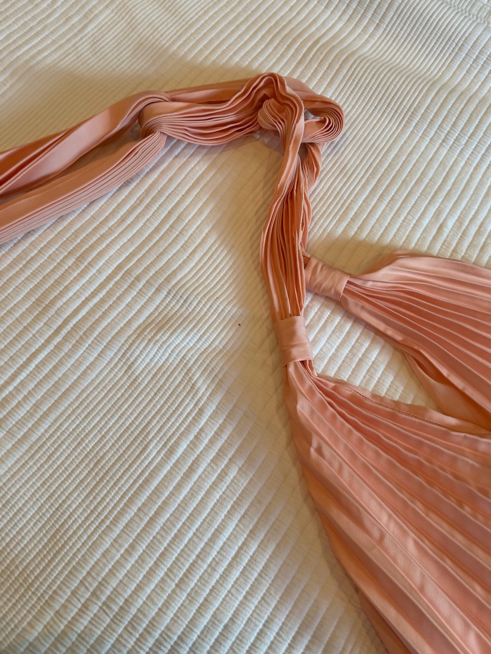 Mango Salmon Pink Pleated Halter Dress - Picture 5 of 11